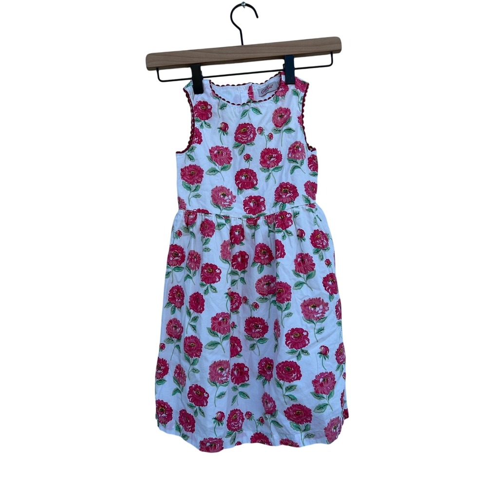 Cath Kidston‎ Cath Kids London Floral Dress with Red Trim, sz 4-5 years